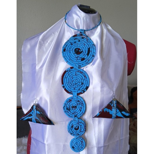 Parure Tissus Wax Bleu P2